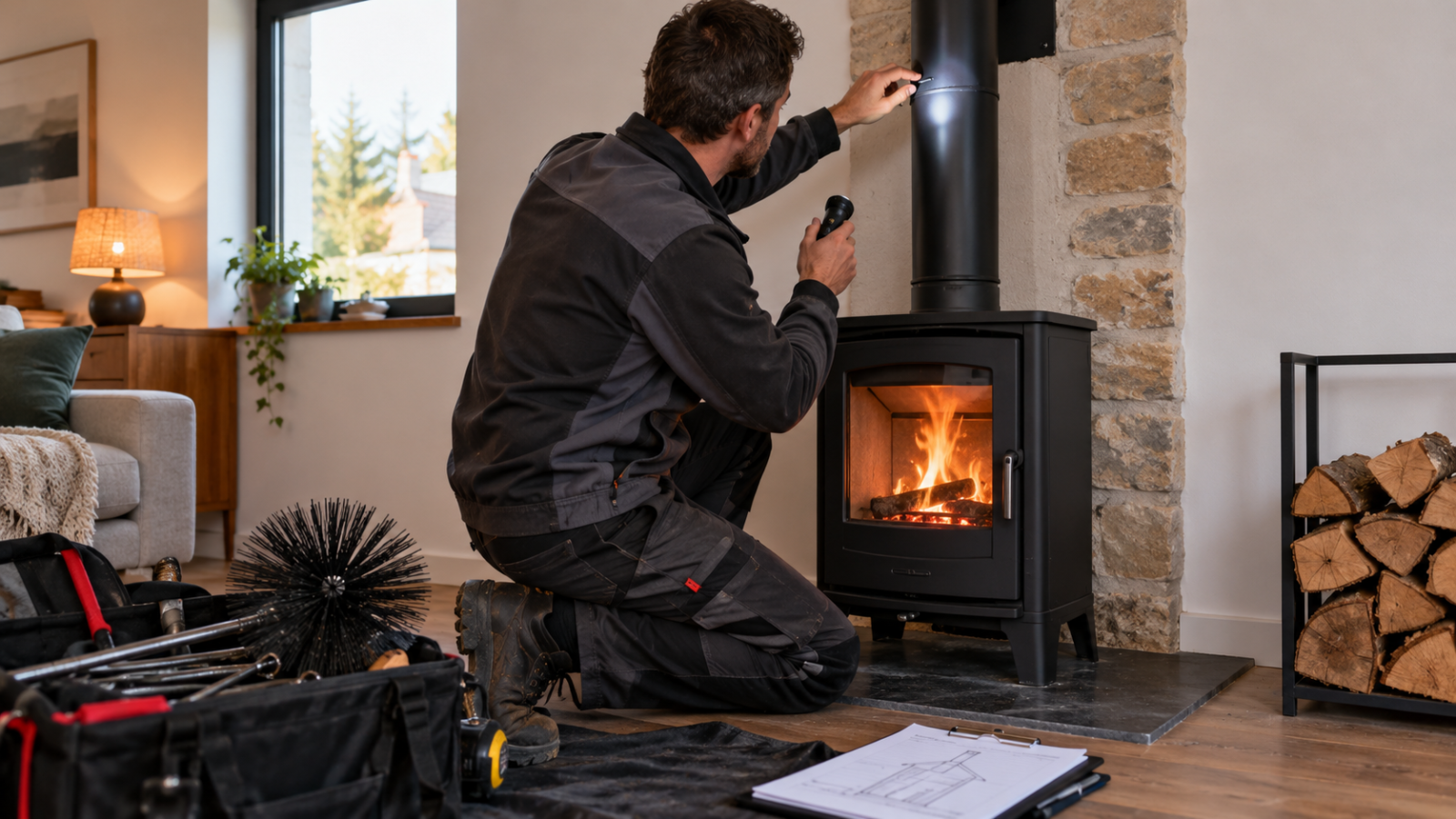 Ramonage et conduit : que vérifier avant d’installer un mini poêle à bois ?
